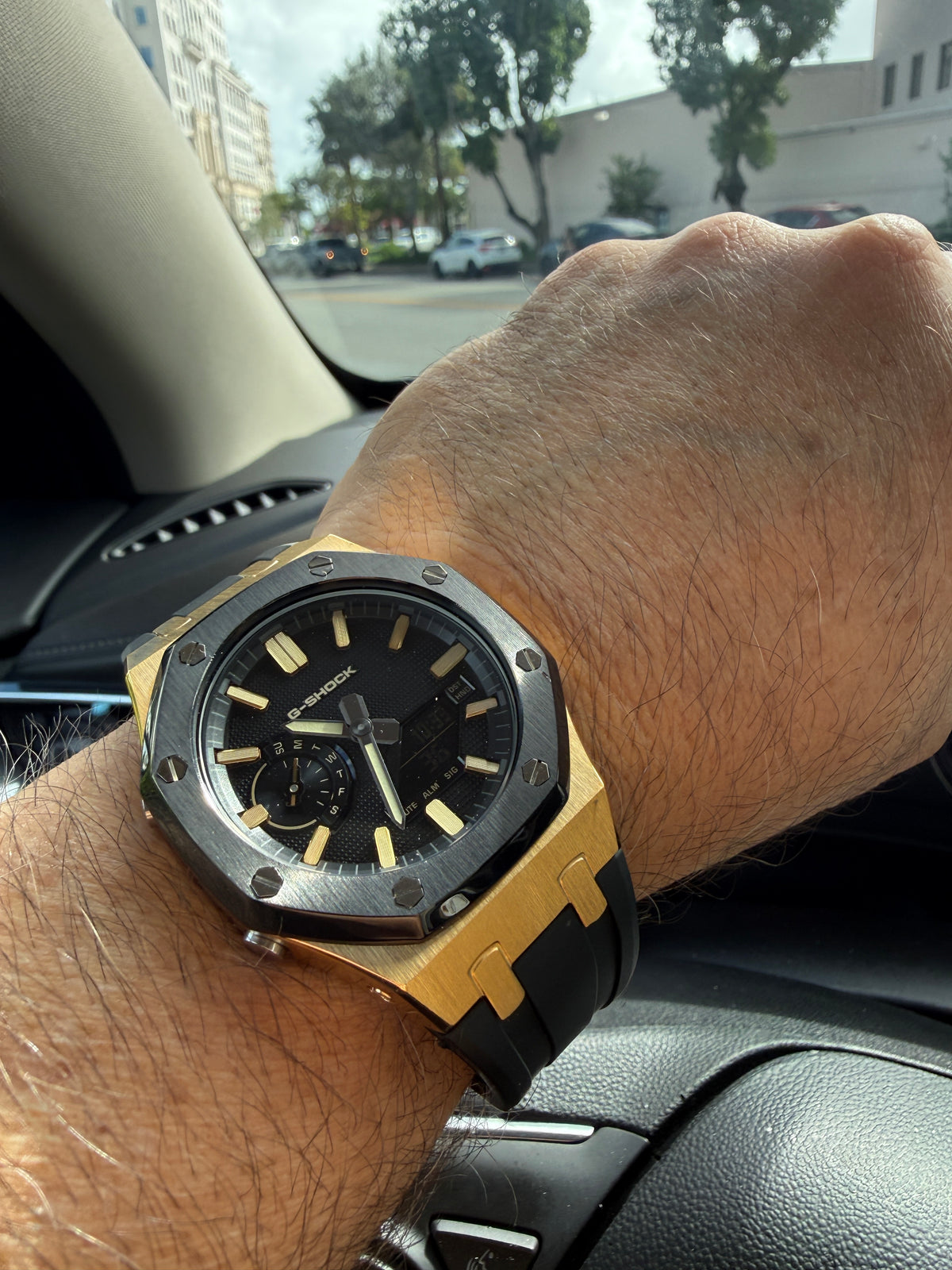 Casio G-SHOCK GA-2100 CasiOak Dark Gold Custom Mod Black & Gold Box