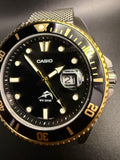 Casio Duro MDV106 Marlin Sapphire Crystal Milanese Bracelet Black Gold Mod