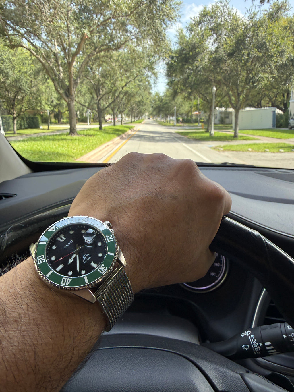 Casio Duro MDV106 Green Ceramic Bezel Cyclops Milanese Bracelet
