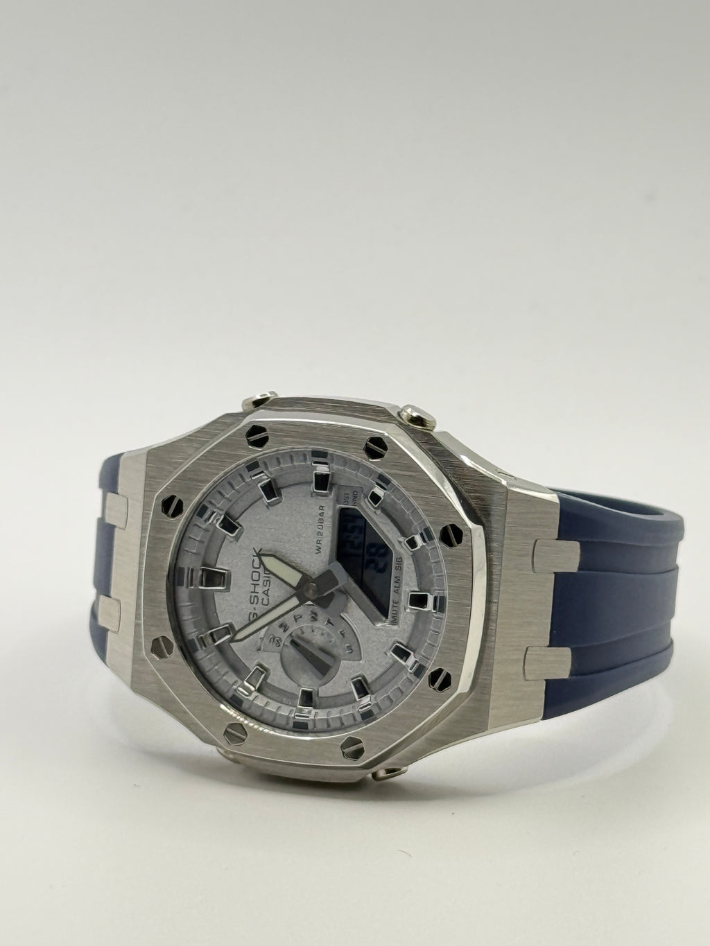 CasiOak G-Shock GA-2100 Custom Mod – Metal Case & Blue FKM Strap