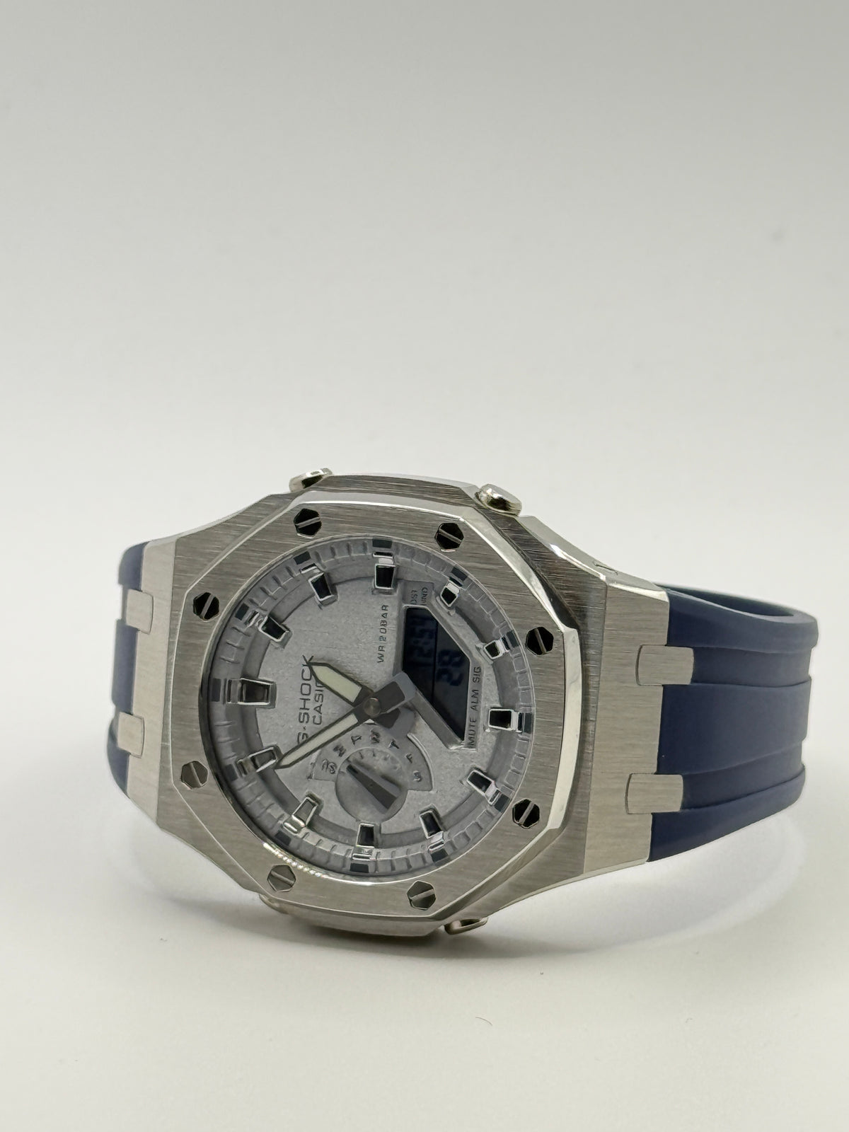 CasiOak G-Shock GA-2100 Custom Mod – Metal Case & Blue FKM Strap