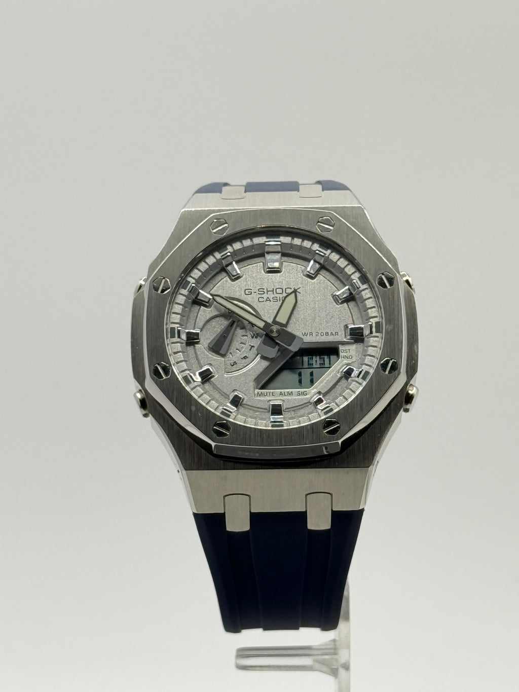 CasiOak G-Shock GA-2100 Custom Mod – Metal Case & Blue FKM Strap