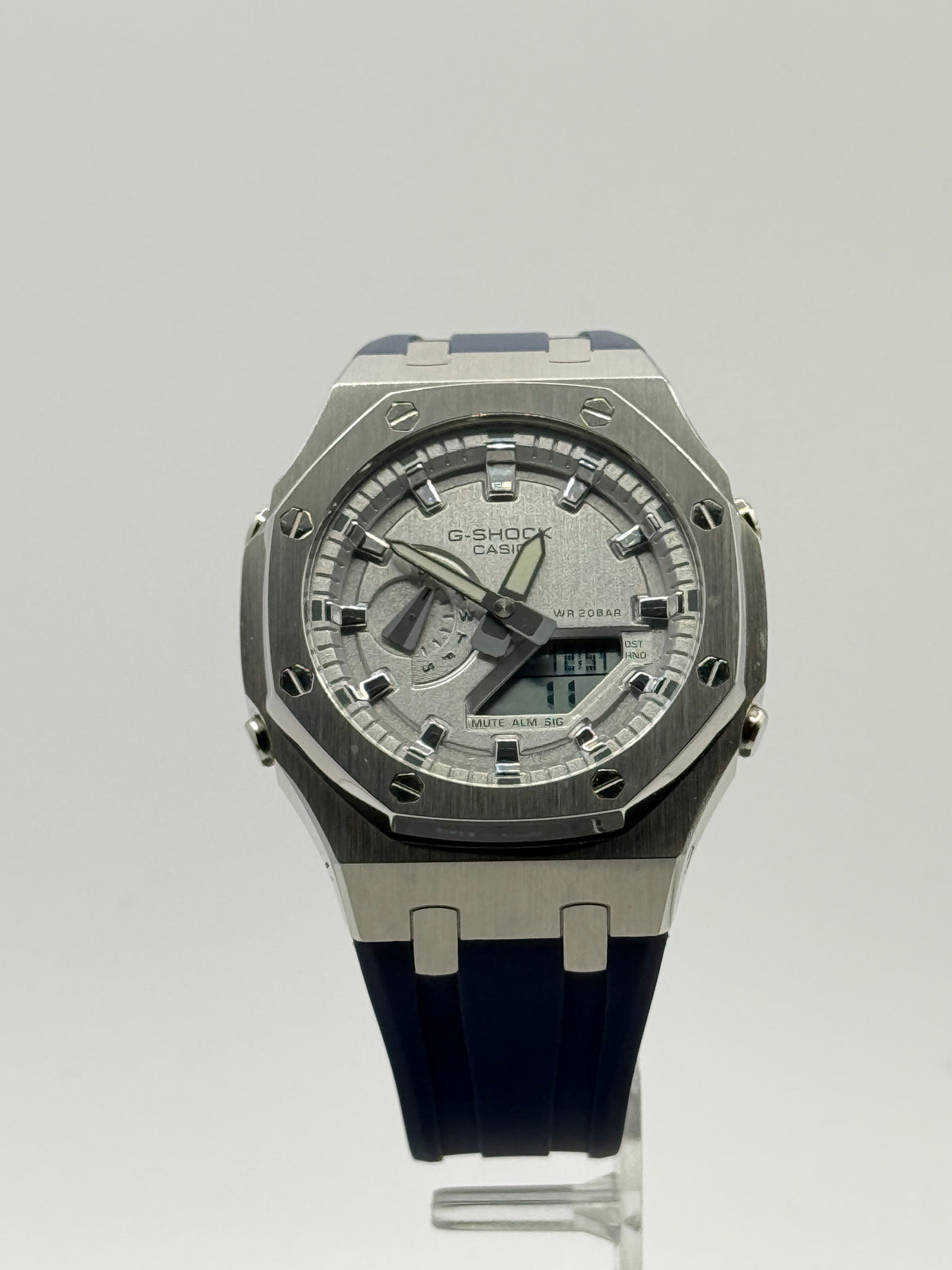 CasiOak G-Shock GA-2100 Custom Mod – Metal Case & Blue FKM Strap