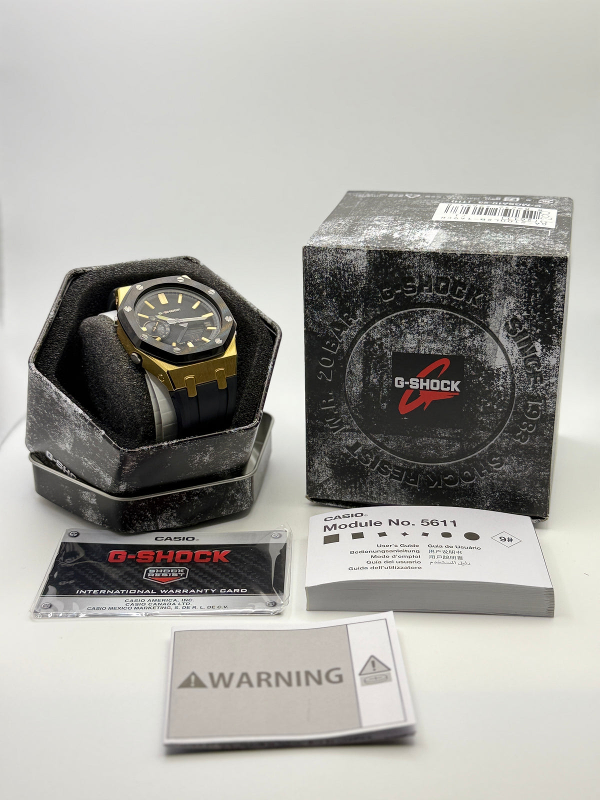 Casio G-SHOCK GA-2100 CasiOak Dark Gold Custom Mod Black & Gold Box