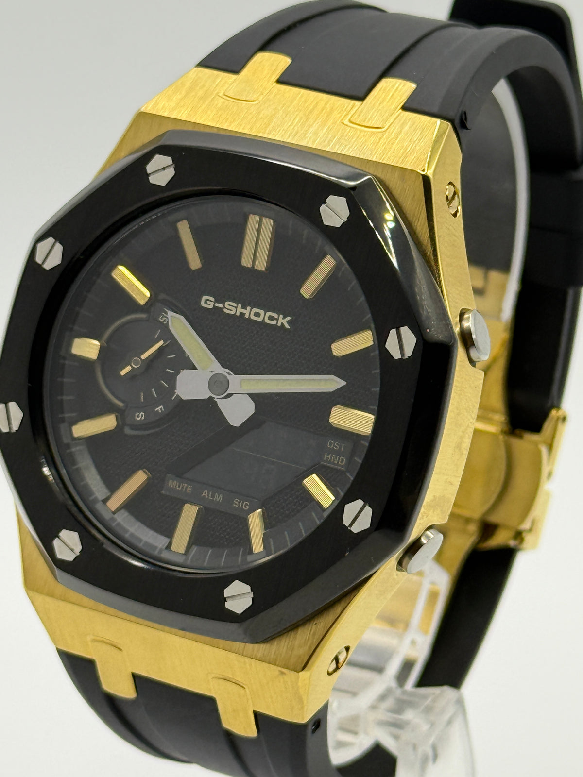 Casio G-SHOCK GA-2100 CasiOak Dark Gold Custom Mod Black & Gold Box