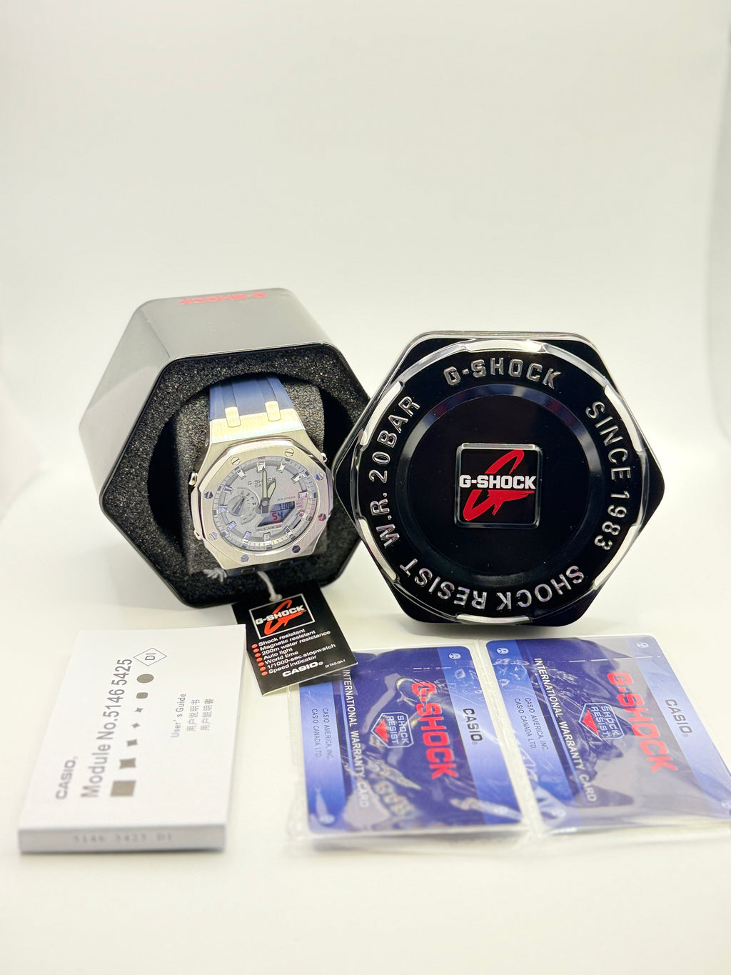 CasiOak G-Shock GA-2100 Custom Mod – Metal Case & Blue FKM Strap