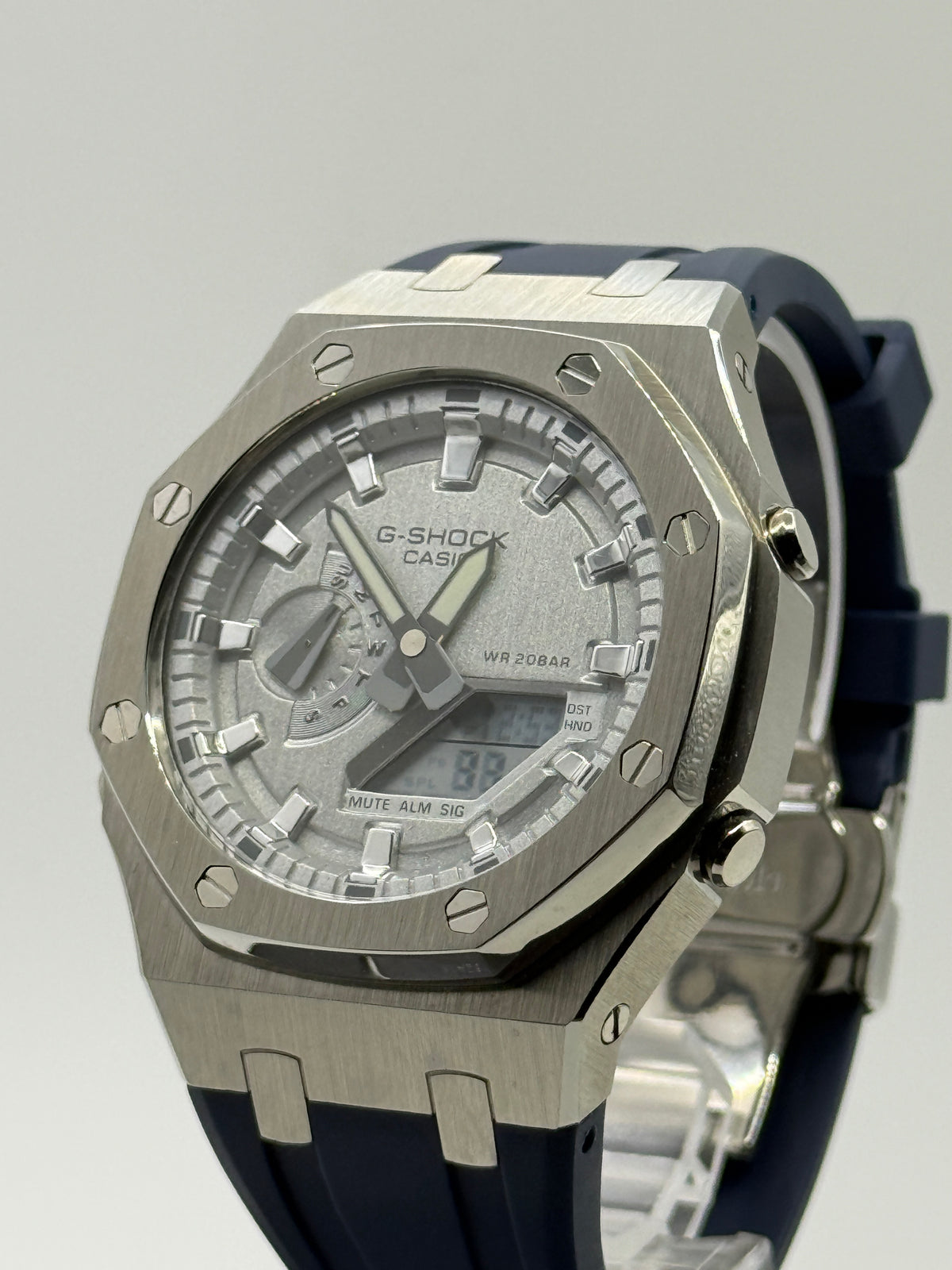 CasiOak G-Shock GA-2100 Custom Mod – Metal Case & Blue FKM Strap