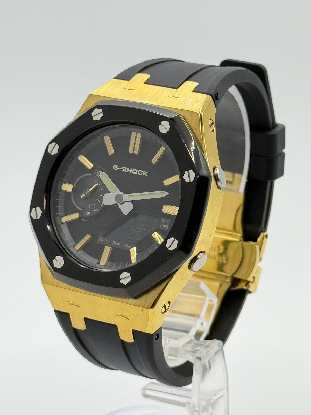 Casio G-SHOCK GA-2100 CasiOak Dark Gold Custom Mod Black & Gold Box